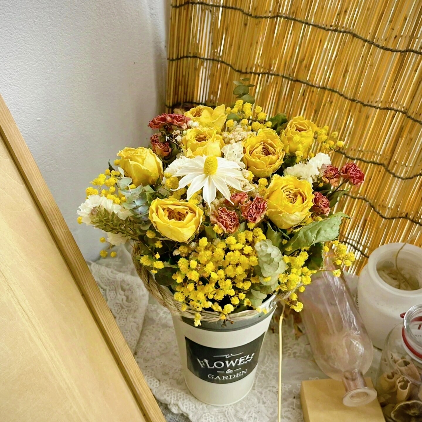 Natural Dried Yellow Rose & Ba – Baby Breath Dried Bewertung und Preis